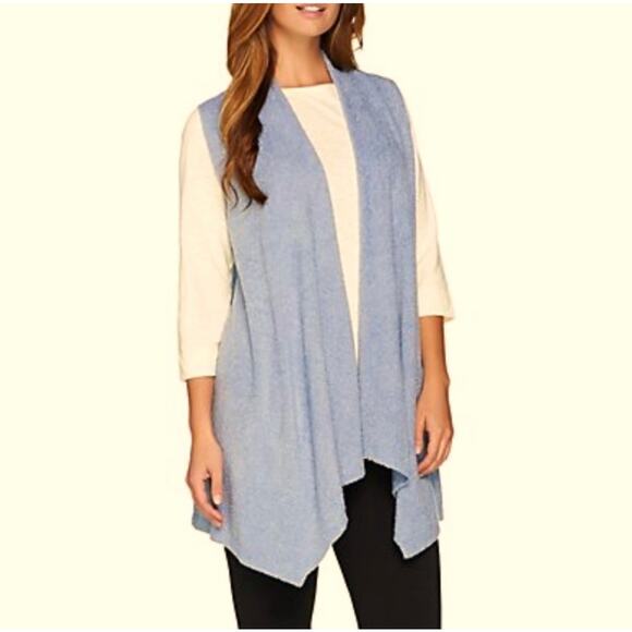 Barefoot Dreams Jackets & Blazers - Barefoot Dreams Bamboo Chic Lite Calypso Vest Chambray Blue Open Front 2X Cozy